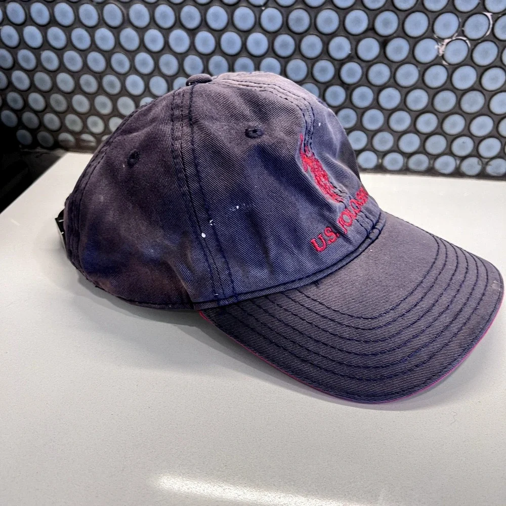 US Polo ASSN. Hat Cap Strap Back Leather Blue Red Cotton‎ Dad Embroidered Casual
